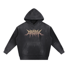 Load image into Gallery viewer, Arkaik Logo - Vintage Washed Frayed Fleece Hoodie
